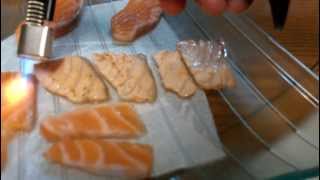 Charred salmon sashimi