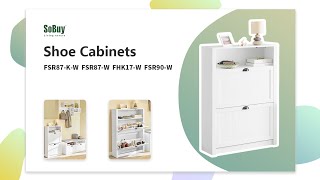 SoBuy Shoe Cabinets | Shoe storage cabinet | Shoe bench | Coat rack with shelf | FSR87-K-W