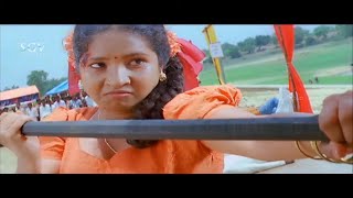 Shubha Poonja Hit Duniya Vijay By Sword In Temple | Kanteerava Best Action Scene | New Kannada Movie