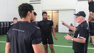 All Black Coach Mike Cron trains the lineout at IRANZ