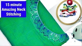 Embroidery Neck design stitching/normal machine embroidery EMODE