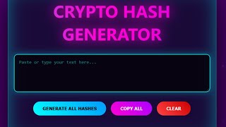 Create Crypto Hash Generator in HTML, CSS & JavaScript | Full Project Tutorial 2026