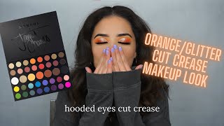 #hoodedeyes Orange cut crease makeup look | Morphe x James Charles Palette | Hoo