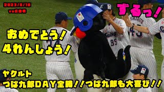 ヤクルト　 つば九郎DAY全勝！！つば九郎も大喜び！！　2023/8/10 vs広島