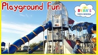 HUGE OUTDOOR PLAYGROUND for Children Giant Slides for Kids Family Fun Play Area at the Park Ryan