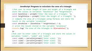 JavaScript Program to Calculate Area of a Triangle | JavaScript Programming | SSCBE