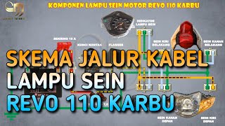 Skema jalur kabel lampu sein Revo 110 Karbu || Kelistrikan sepeda motor 85