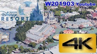 【4K】東京ディズニーランド上空からシンデレラ城を眺める