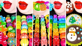 ASMR Rainbow Dessert DIY: Macarons, Lego, Kohakuto, Jelly, Gummy - Eating Sounds Mukbang