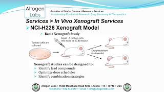 Altogen Labs NCI-H226 Xenograft Service Lung Cancer