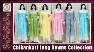 Chikankari Long Gowns Collection | Meenakshi Lucknow Chikan Works | Free Shipping in Hyderabad