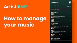 ArtistOne | How to Manage Your Music