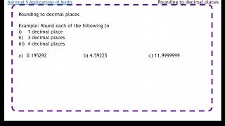 National 5 Applications of Maths: Rounding to Decimal Places
