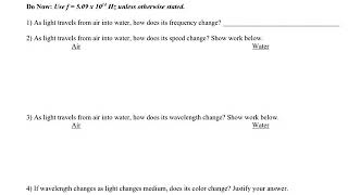 Class 83 Comparing wavelength, frequency, and speed of light through different mediums