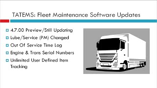 Fleet Maintenance Software - TATEMS 4.7.00 Update Preview 2
