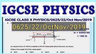 IGCSE PHYSICS/0625/22/Oct Nov/2019/Past paper solution