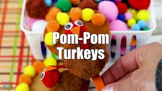 Easy Pom Pom Turkey Craft for Kids