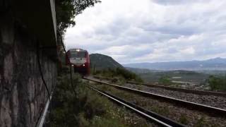 Rare OSE Adtranz 220 014 hauling Siemens Desiro EMU 460 Trachina Pass - 05.06.2016