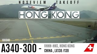 Wonderful A340 Cockpit Pilot Eye Takeoff in Hong Kong HD