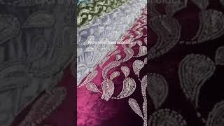 Big width Lycra velvet hand embroidery #velvet #fabricstore #handworkfabrics #bridalfabric #shorts