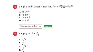 2021 JAMB Question 13 | Standard form