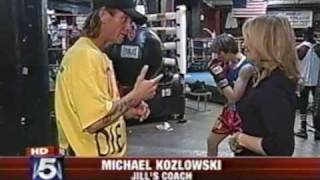 Jill Emery IFBA Welterweight Champion with her trainer Michael Kozlowski on FOX5 News