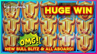 HUGE WIN! Bull Blitz BONUS FRENZY on NEW VERSION! Versus NEW All Aboard Panda Pennies Slots!