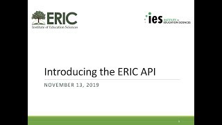 Introducing the ERIC API