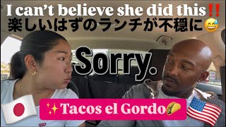 【Tacos el Gordo】タコス食べてシェイク飲んで😋She clumsy as hell‼️