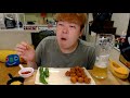 一人でお酒を食べるチキンポップコーンモクバンです！ mukbang eating show