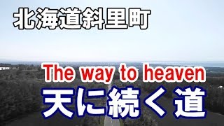 北海道斜里町 天に続く道を空撮 2018年5月29日  The way to heaven