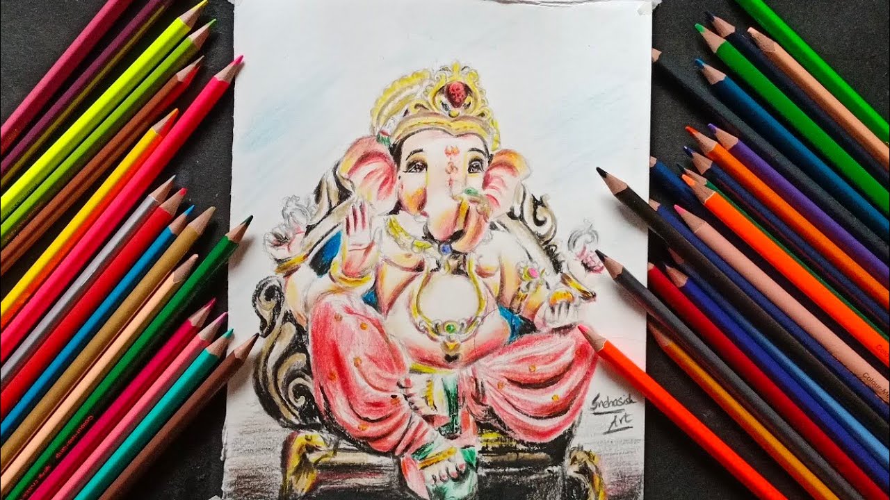 Ganesha Images Drawing With Colour Pencil Infoupdate Org