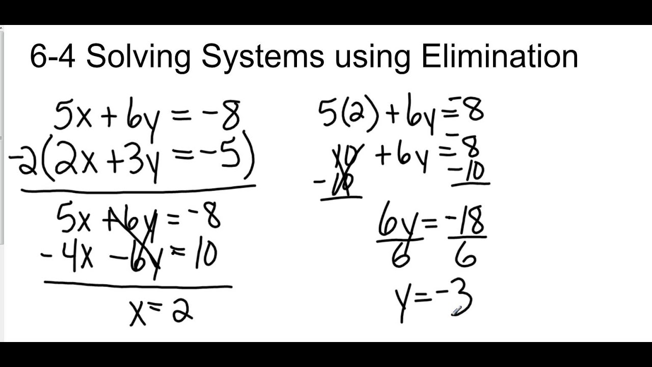 Systems Of Equations Elimination Worksheet