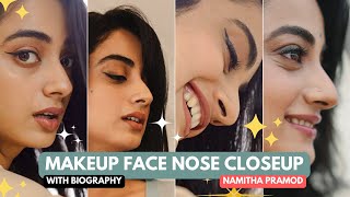 Beautiful and Gorgeous Indian Actress Namitha Pramod Face Nose Makeup Closeup vertical edit video