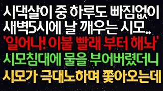 실화사연- 시댁살이 중 하루도 빠짐없이 새벽 5시에 날 깨우는 시모..'일어나! 이불 빨래부터 해놔'시모 침대에 물을 부어버렸더니 시모가 극대노하며 쫓아오는데