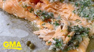 Make this melt in your mouth slow baked salmon with herb shallot butter at home