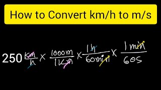 How to convert 250 km/h to m/s