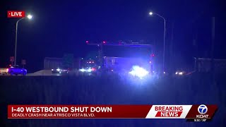Deadly crash closes westbound I-40 west of Albuquerque