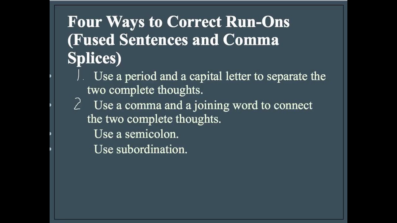 Fused Sentences & Comma Splices - YouTube