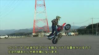 XR100モタード　ウイリー練習