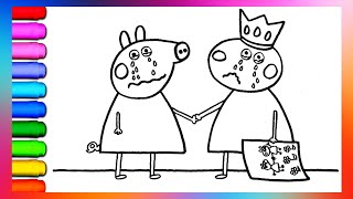 drawing peppa pig and suzy sheep saying goodbye 🐷😭🐑🫂 | drawing for kids