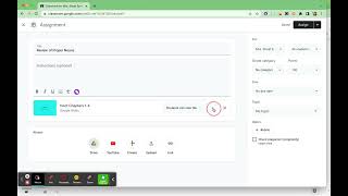 Google Classroom Creating an Assignment