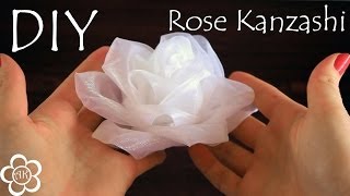 Белая роза из органзы / Kanzashi Rose Tutorial