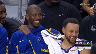 Steph Curry and Chris Paul can’t stop laughing after Kuminga passed to Steph on