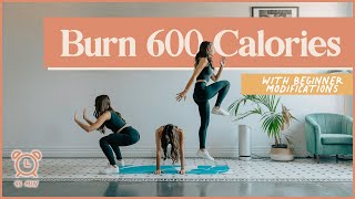 BURN 600 CALORIES with this 45-minute cardio AT HOME workout (No Equipment!)