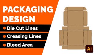 Packaging box design in Adobe Illustrator | How to create die Cut lines #illustrator