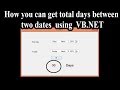 How you can get total days between two dates  using Vb.net