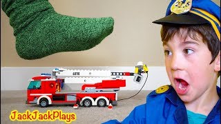 Don't Step on the Legos Challenge! Cops & Robbers Pretend Play | JackJackPlays