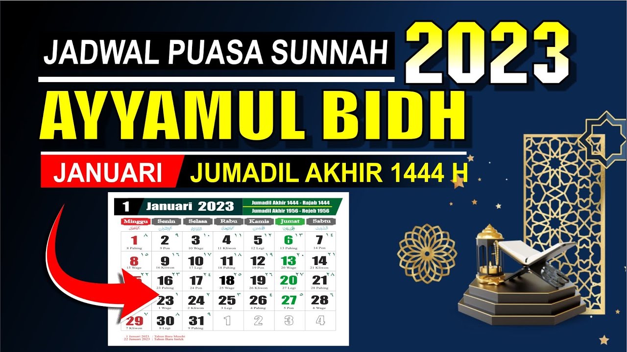 Jadwal Puasa Ayyamul Bidh Bulan Januari 2023 Jatuh Pada Tanggal ...