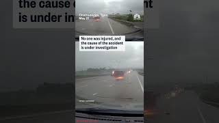 Dashcam captures a semi-truck overturning on a Tennessee highway